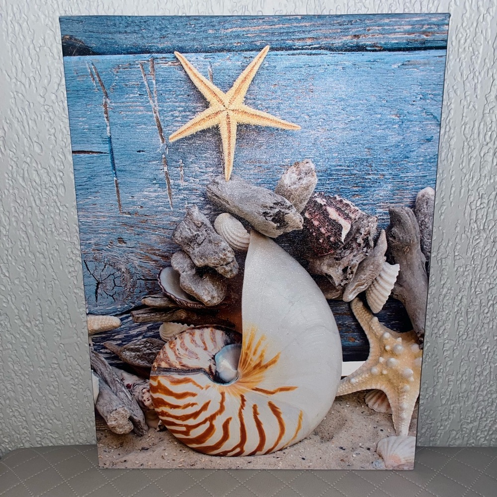 Set of 3 Beach Print Hanging Painting Canvas Picture Vertical Posters Wall